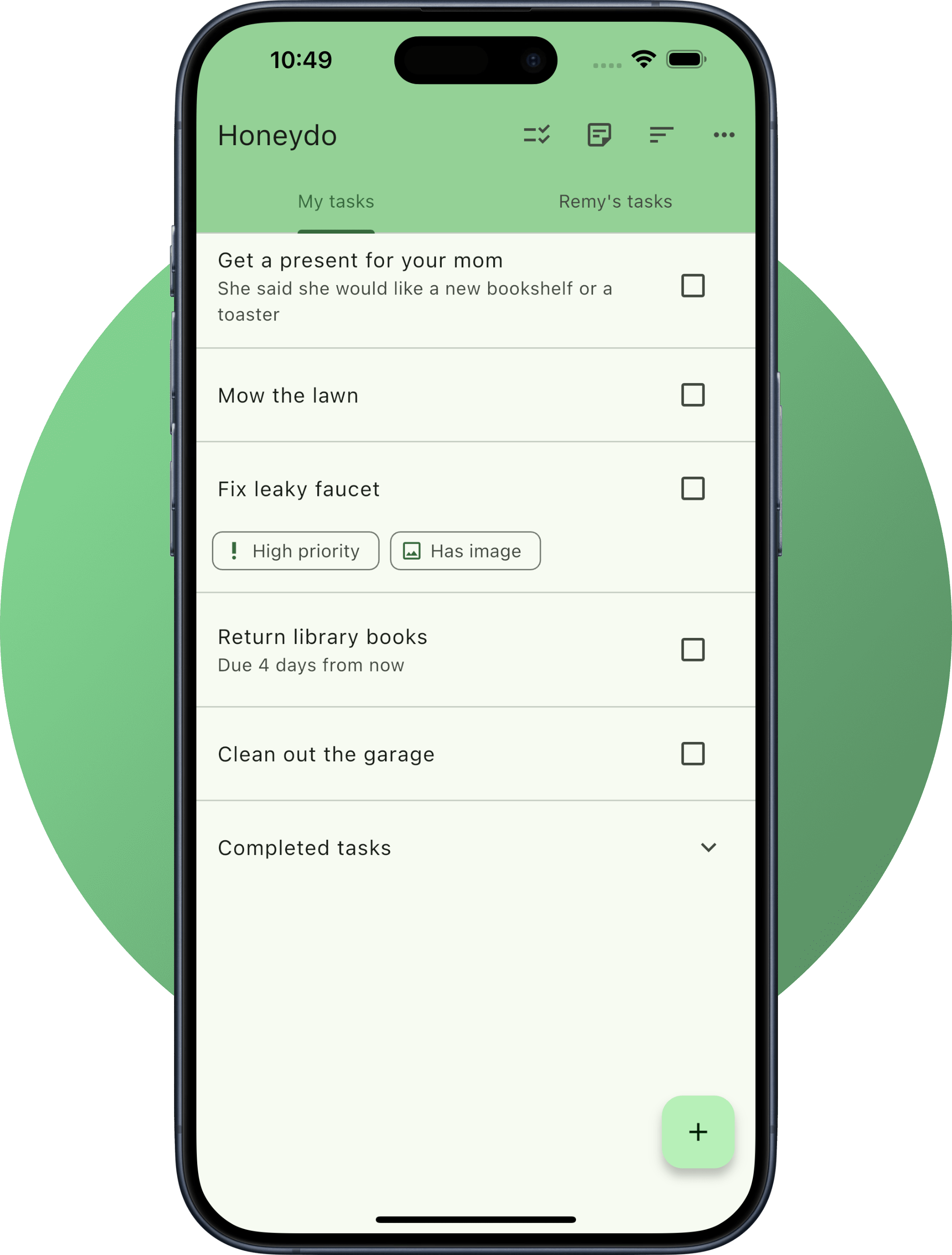 Task list screenshot